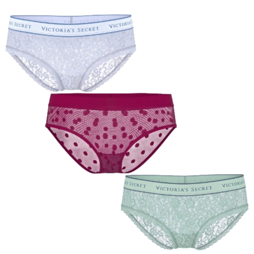 Victoria's Secret Lacie Logo Hiphugger Panty Bundle Size Medium NWT